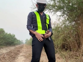 Public sex with hot engineer before work time
