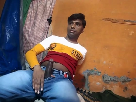 Single boy showing off his big dick and naked body