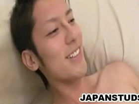 Gay Japanese man gives hand job