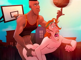 Gay cartoonists draw big cocked basketball players having anal sex