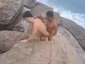 Multiple creampies on a beach in January river
