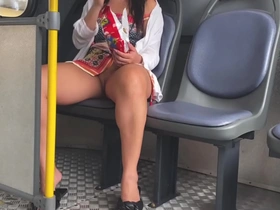 Young step-sis flaunts it all on the bus ride
