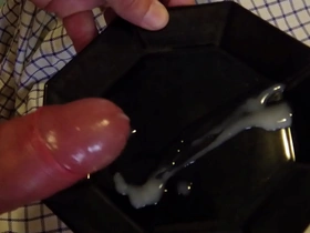 A closeup view of a massive ejaculation while solo pleasuring